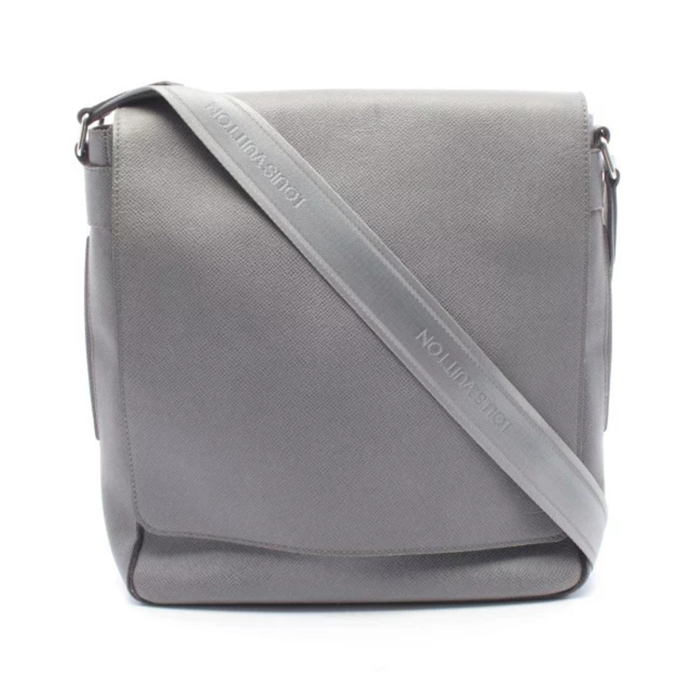 Louis Vuitton Milo Shoulder Bag Taiga Leather Gray